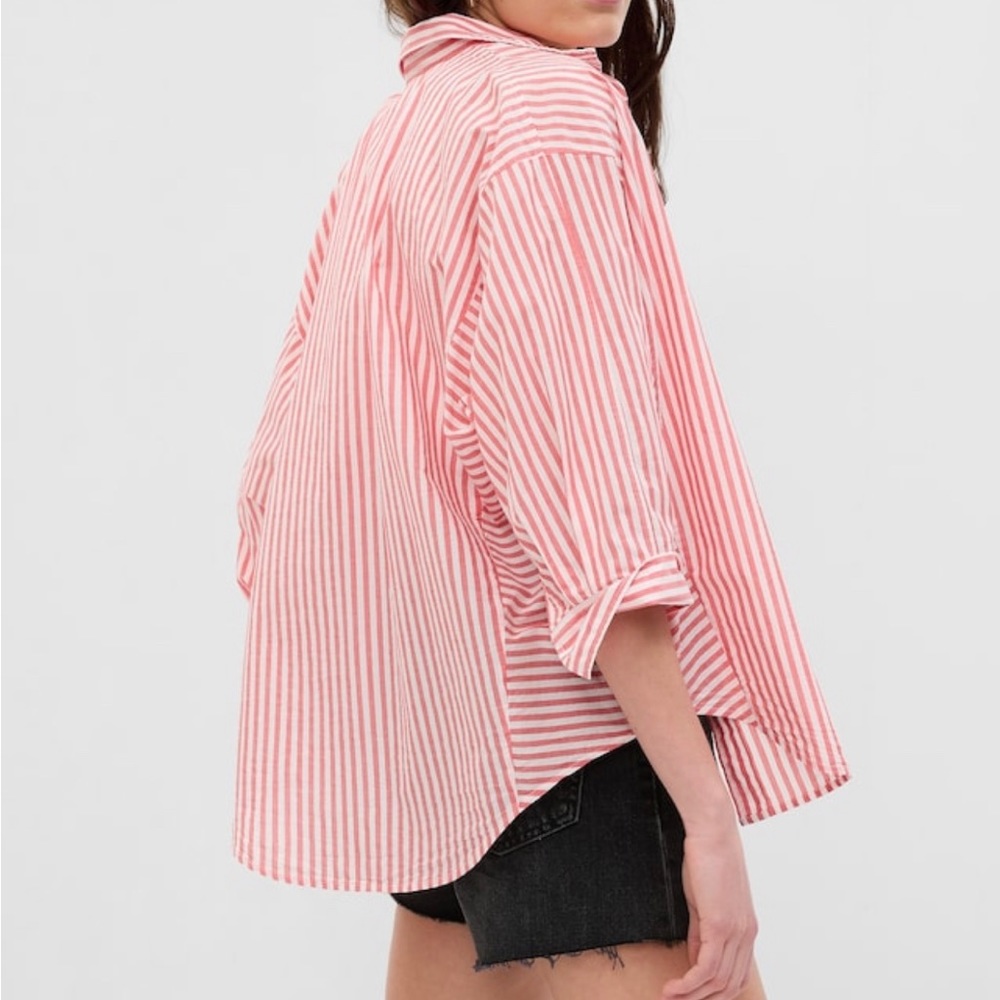 NWOT Gap 3/4 Sleeve Stripe Big Shirt, XXL Tall - Picture 2 of 7